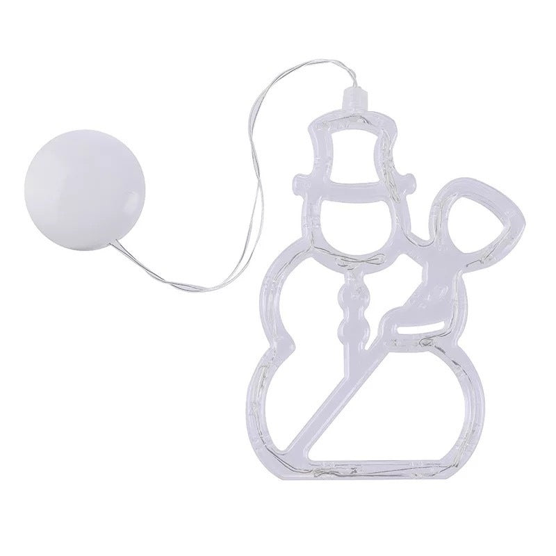 Christmas LED Suction Cup Chandelier with Santa Claus, Elk & Snowman Lights – Perfect Holiday Party Window Decor