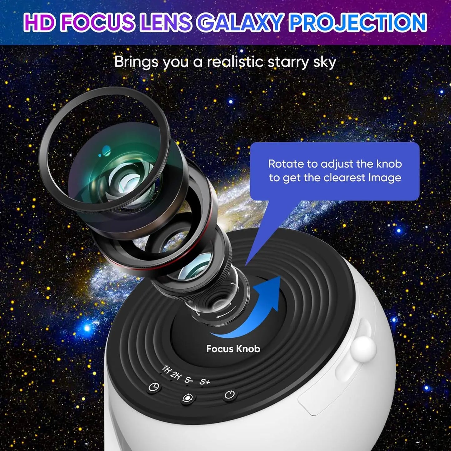 Star Projector Night Light – 360° Rotating Planetarium Galaxy Light with 13 HD Discs for Room Decoration