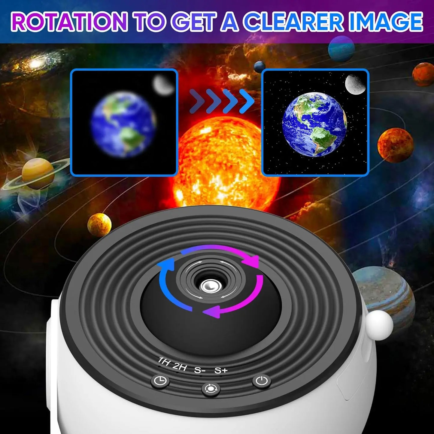 Star Projector Night Light – 360° Rotating Planetarium Galaxy Light with 13 HD Discs for Room Decoration